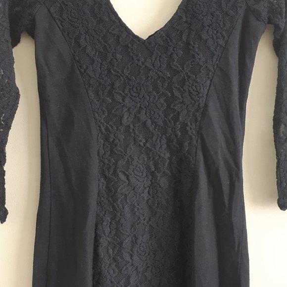 Abercrombie & Fitch Navy Stretch V Neck Lace Dress Size XS A&F - Picture 5 of 6
